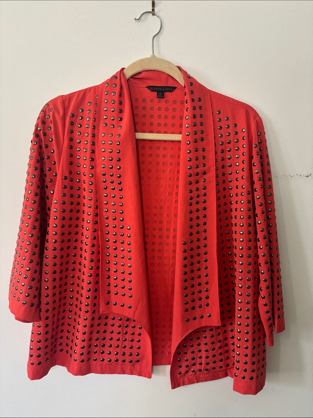 Blaque Label Red Open-Front Studded Cardigan